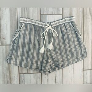 Elevenses, Striped Gray Women's Shorts, Medium